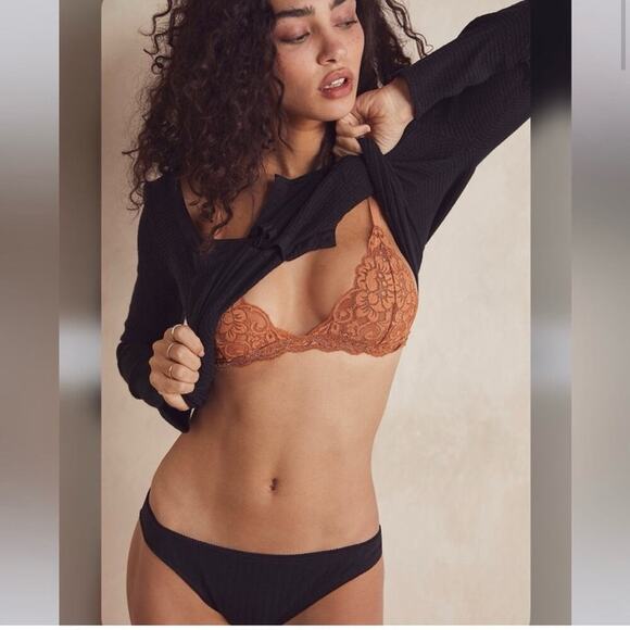 We Are HAH Hot As Hell Size S Chi Bralette In Milk Chocolate Brown Lace Sheer - Picture 1 of 15
